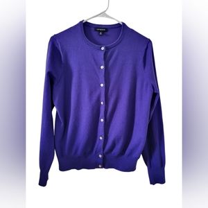 ♦️2 for $16♦️Land's End Purple Crew neck Button front Cardigan. Misses size M